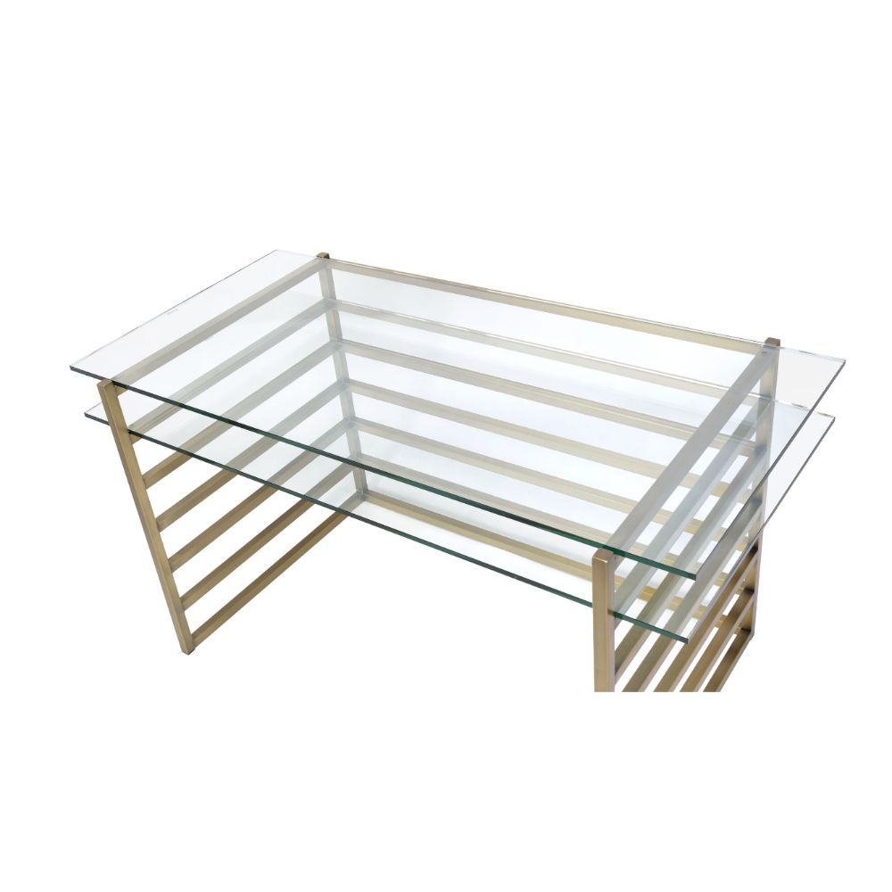 Shona - Writing Desk - Clear Glass Top & Antique Gold - Urban Living Furniture (Los Angeles, CA)