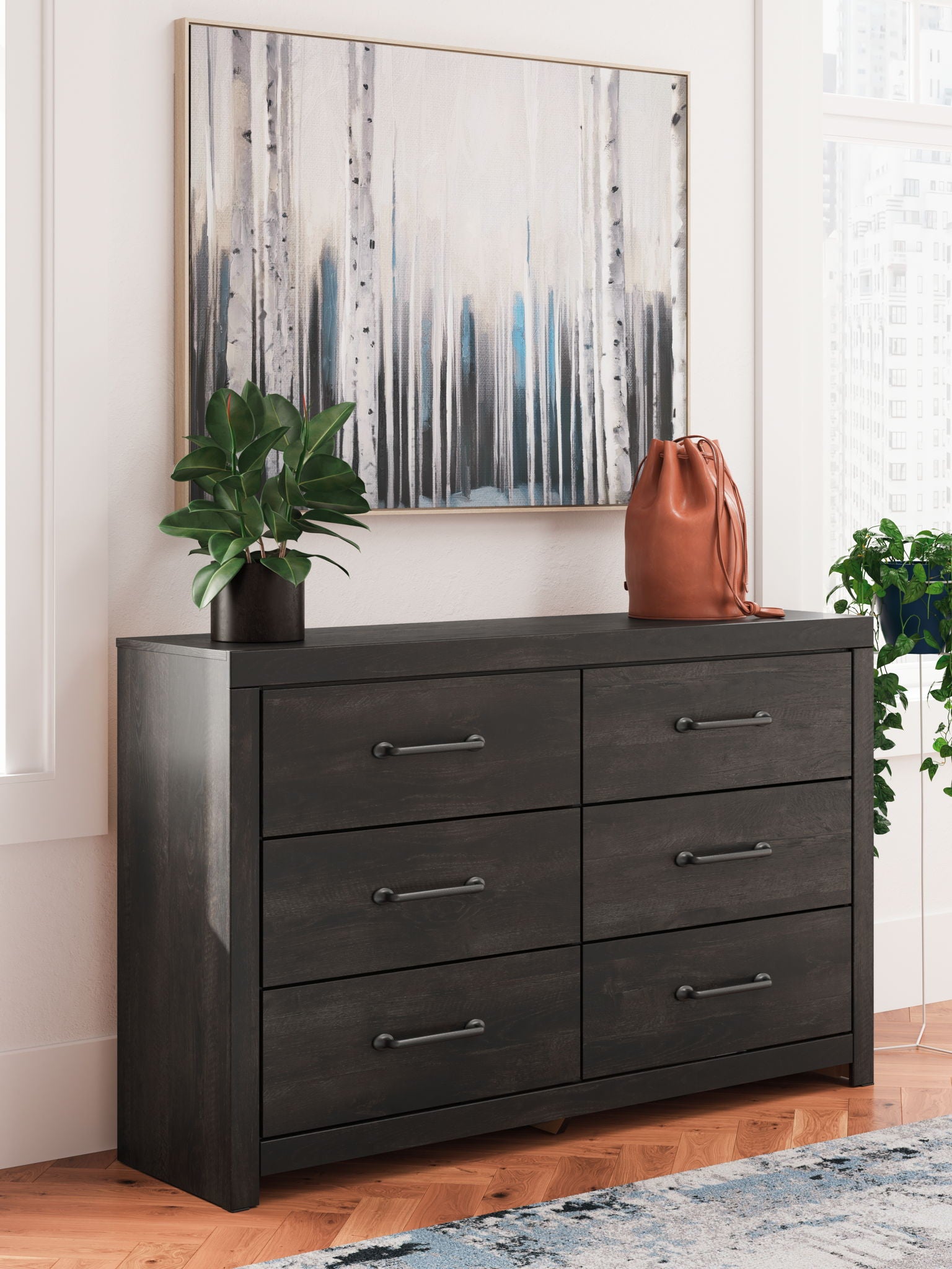 Hollivern - Dark Gray - Six Drawer Dresser - Urban Living Furniture (Los Angeles, CA)