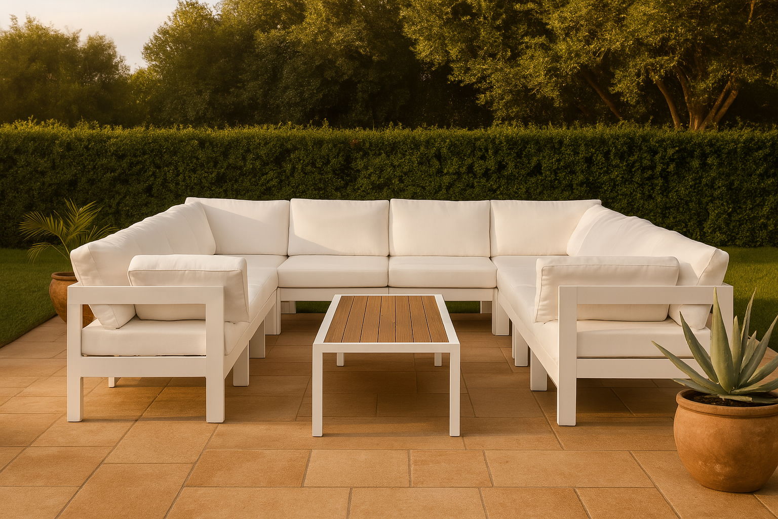 Nizuc - Outdoor Patio 10 Piece Modular Sectional With White Frame - Urban Living Furniture (Los Angeles, CA)