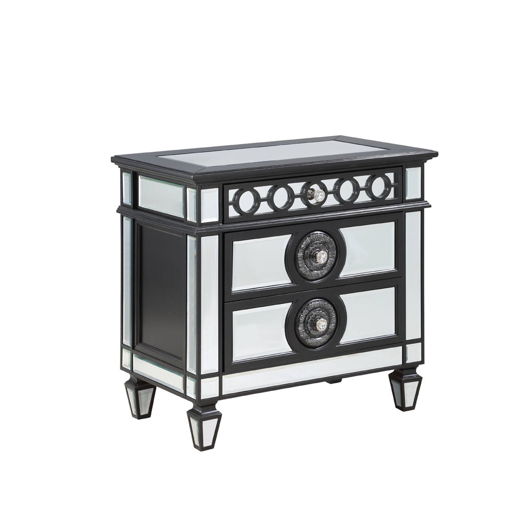 Varian II - Nightstand - Mirrored, Black & Sliver - Urban Living Furniture (Los Angeles, CA)