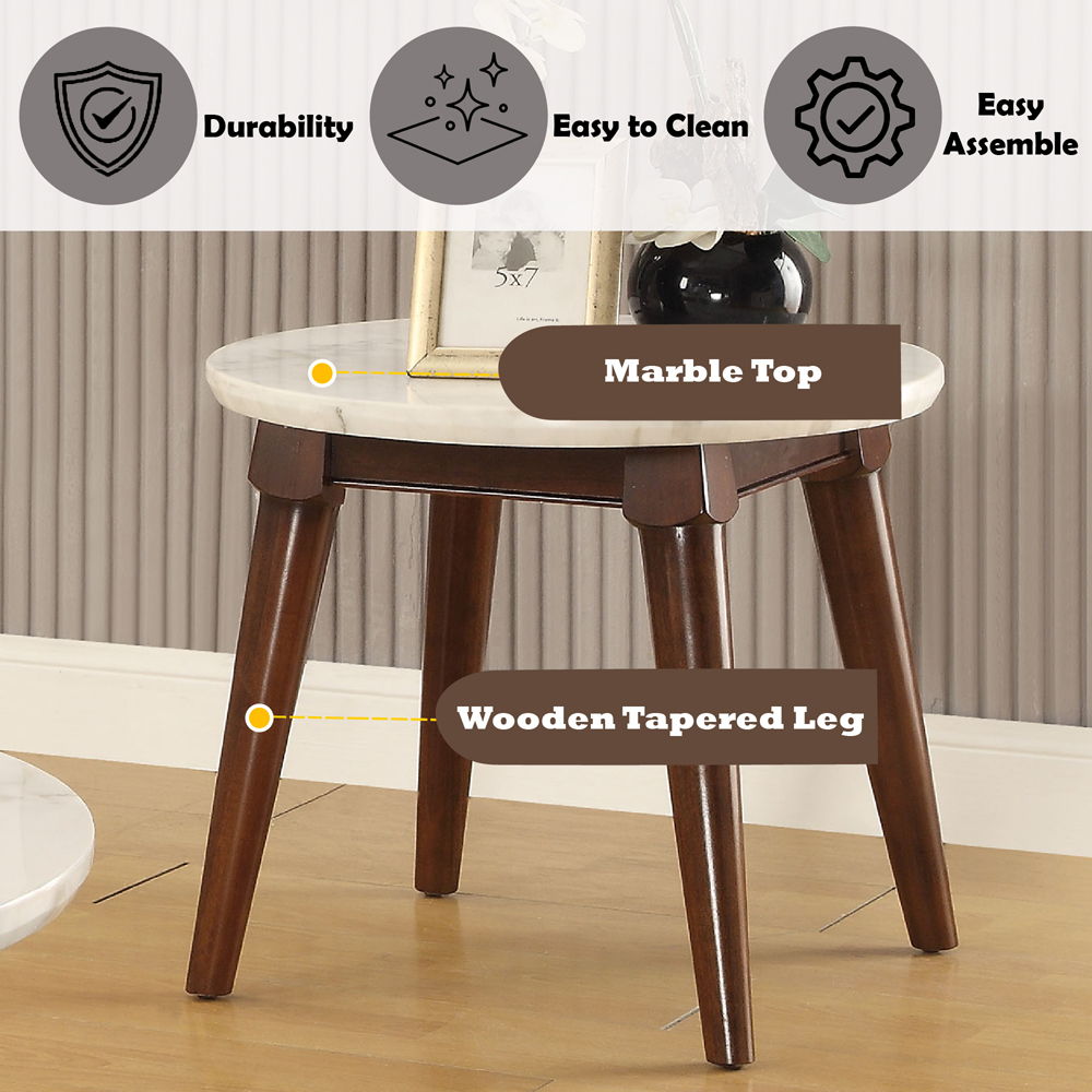 Gasha - End Table - White Marble Top & Walnut - Urban Living Furniture (Los Angeles, CA)