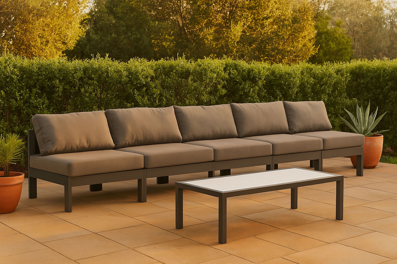 Nizuc - Outdoor Patio 5 Seat Modular Armless Sofa With Gray Frame - Urban Living Furniture (Los Angeles, CA)