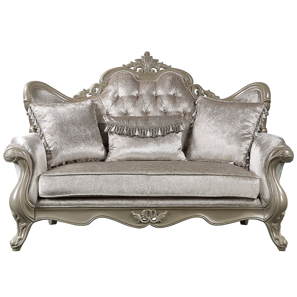 Libertee - Loveseat With 3 Pillows - Beige Fabric & Champagne - Urban Living Furniture (Los Angeles, CA)