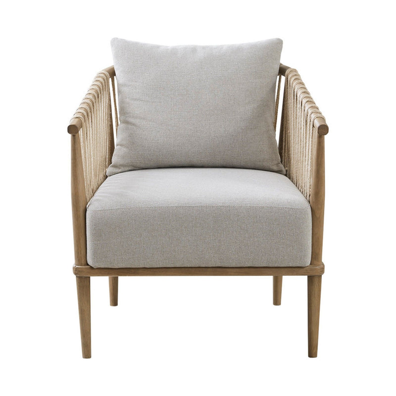 Arm Chair With Open Weave Jute Twine Rope Design - Natural