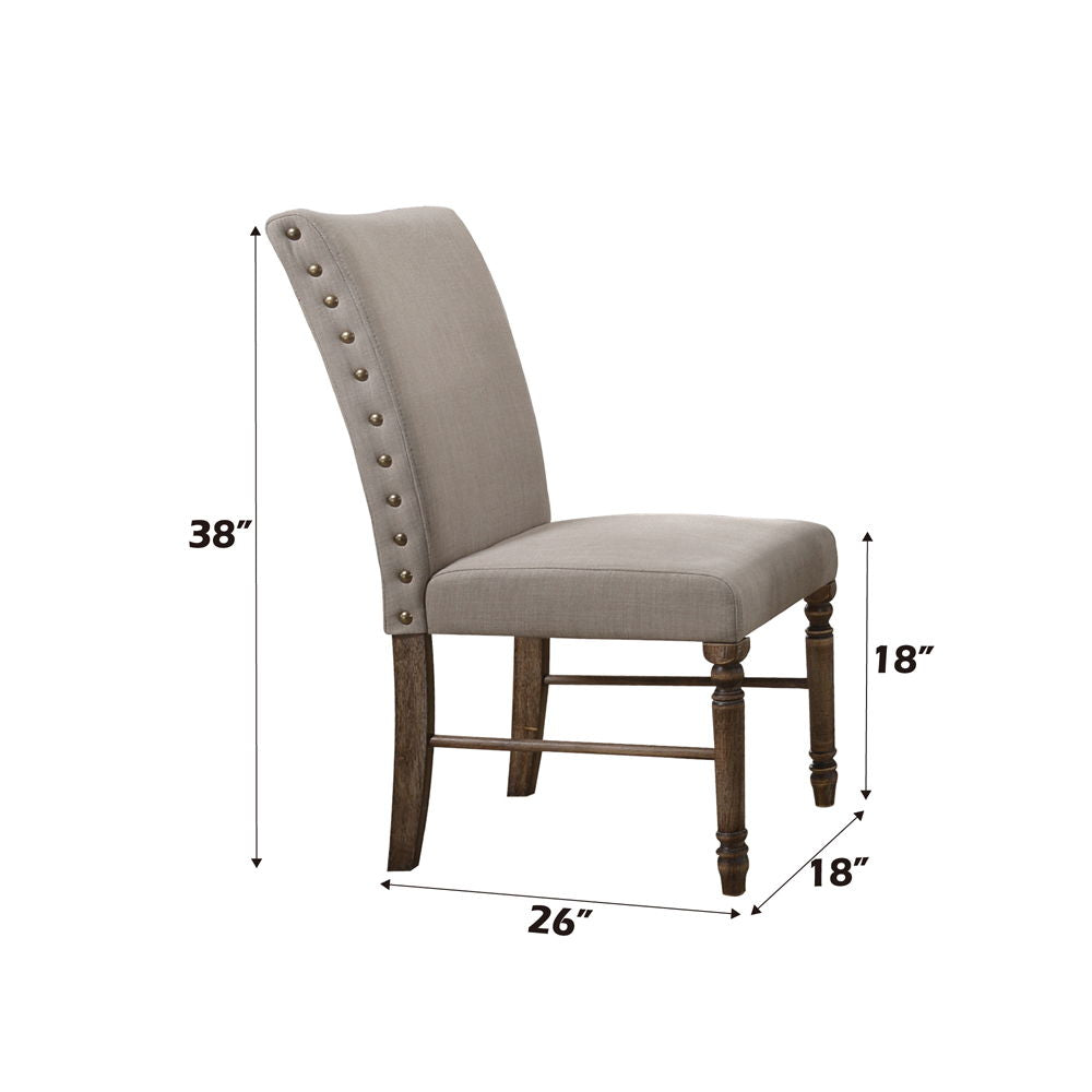 Leventis - Side Chair (Set of 2) - Cream Linen & Weathered Oak - Urban Living Furniture (Los Angeles, CA)