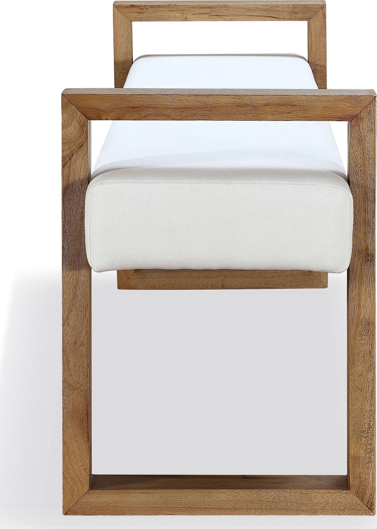 One - Modern Coastal Sled Leg Upholstered Dining Bench - White Pearl And Bisque