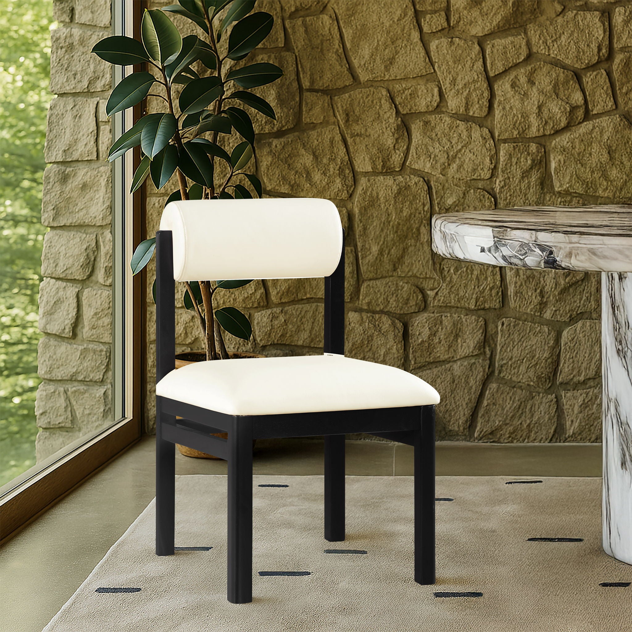 Roundhill - Faux Leather Dining Chair (Set of 2) - Black Frame - Urban Living Furniture (Los Angeles, CA)