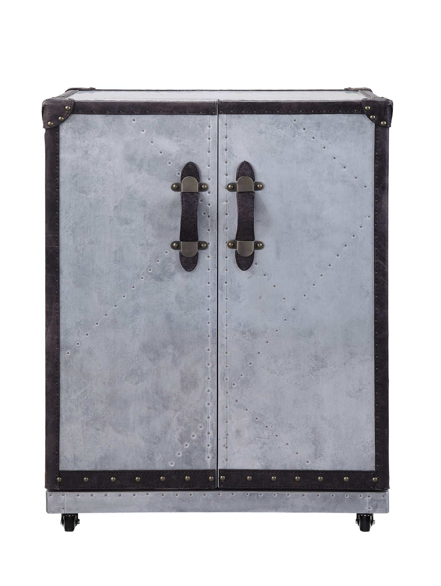 Brancaster - Wine Cabinet - Antique Ebony Top Grain Leather & Aluminum - Urban Living Furniture (Los Angeles, CA)