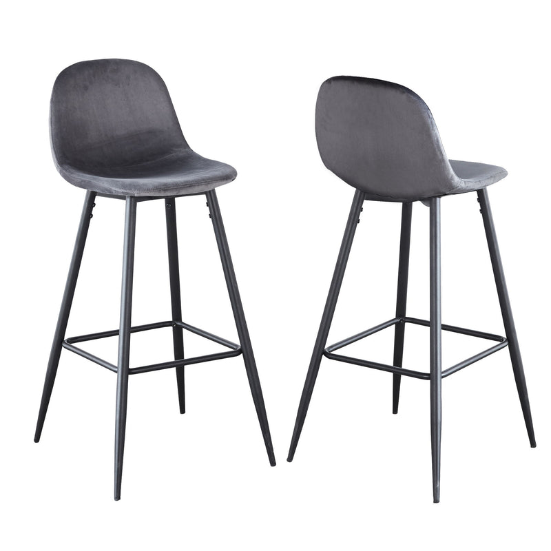 Velvet Barstool With Back (Set of 2)