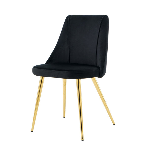 Modern Simple Velvet Dining Chair Set With Gold Metal Legs (Set of 4) - Black