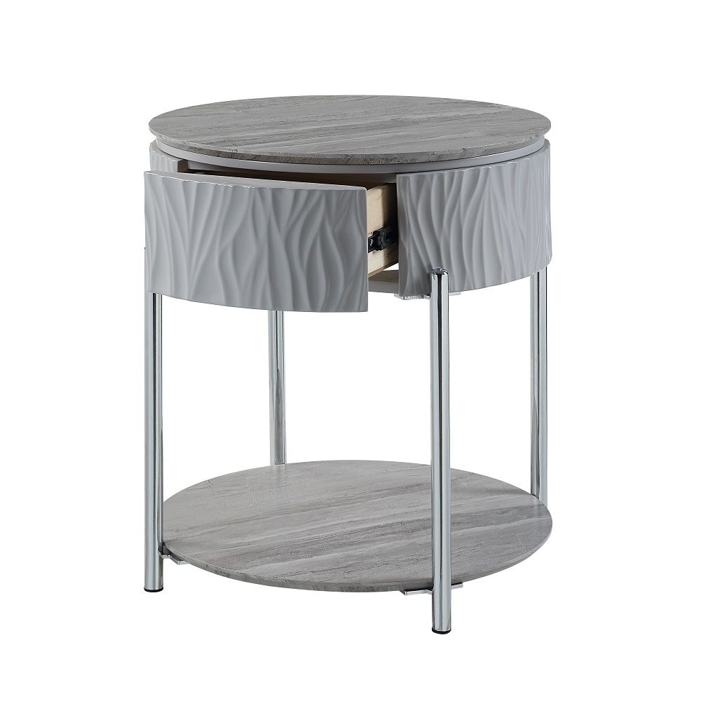 Yukino - End Table - Gray High & Chrome - Urban Living Furniture (Los Angeles, CA)