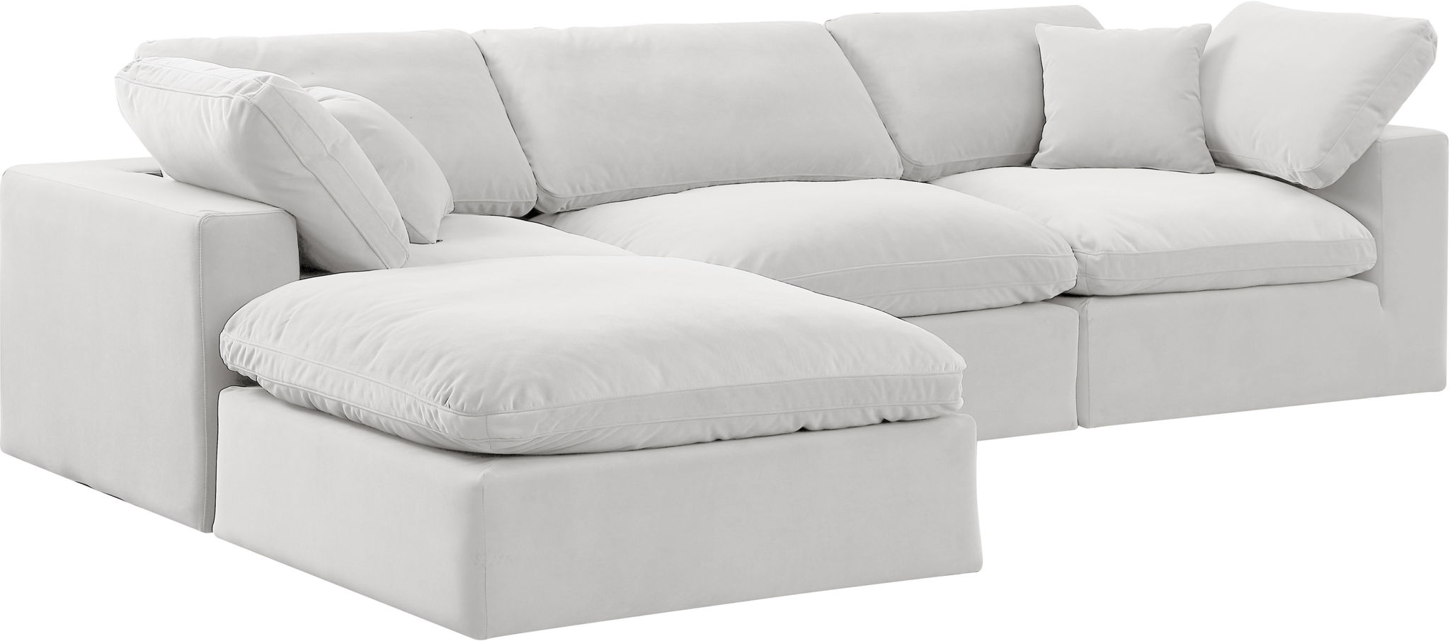 Comfy - 4 Piece Velvet Modular Sectional With Chaise - White - Urban Living Furniture (Los Angeles, CA)