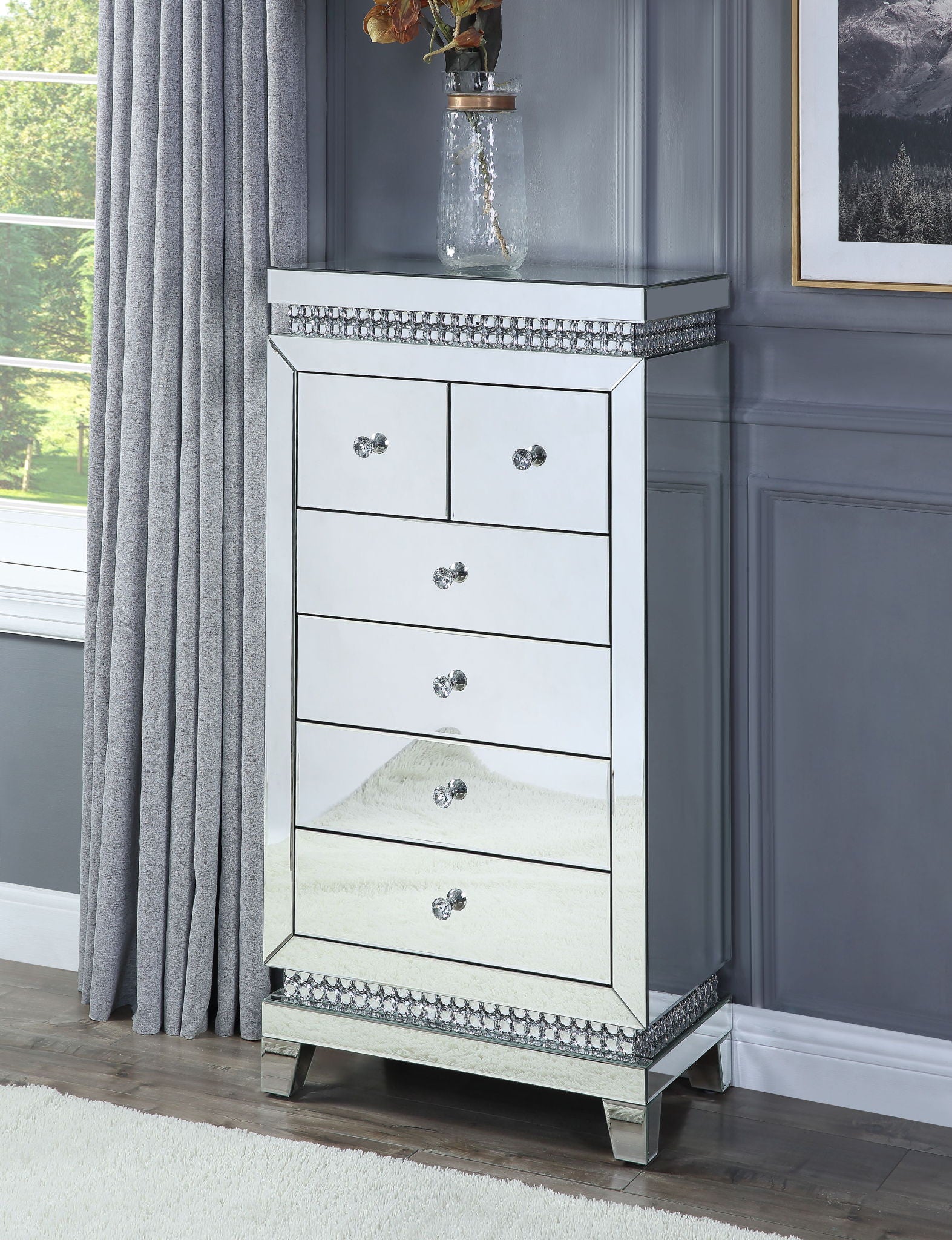 Lotus - Cabinet - Mirrored, Faux Ice Cube Crystals - Urban Living Furniture (Los Angeles, CA)