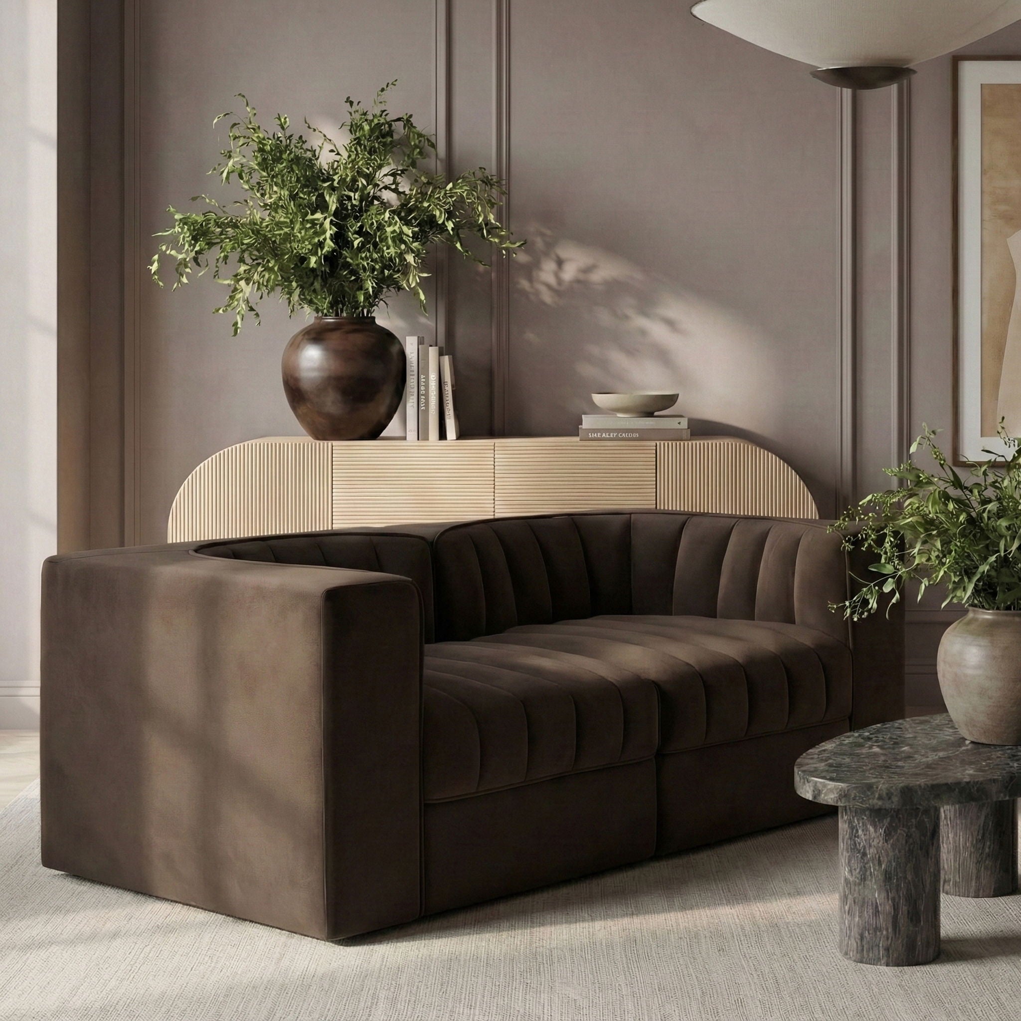 Rummi - Velvet Performance Fabric Upholstered 2 Piece Modular Loveseat - Urban Living Furniture (Los Angeles, CA)