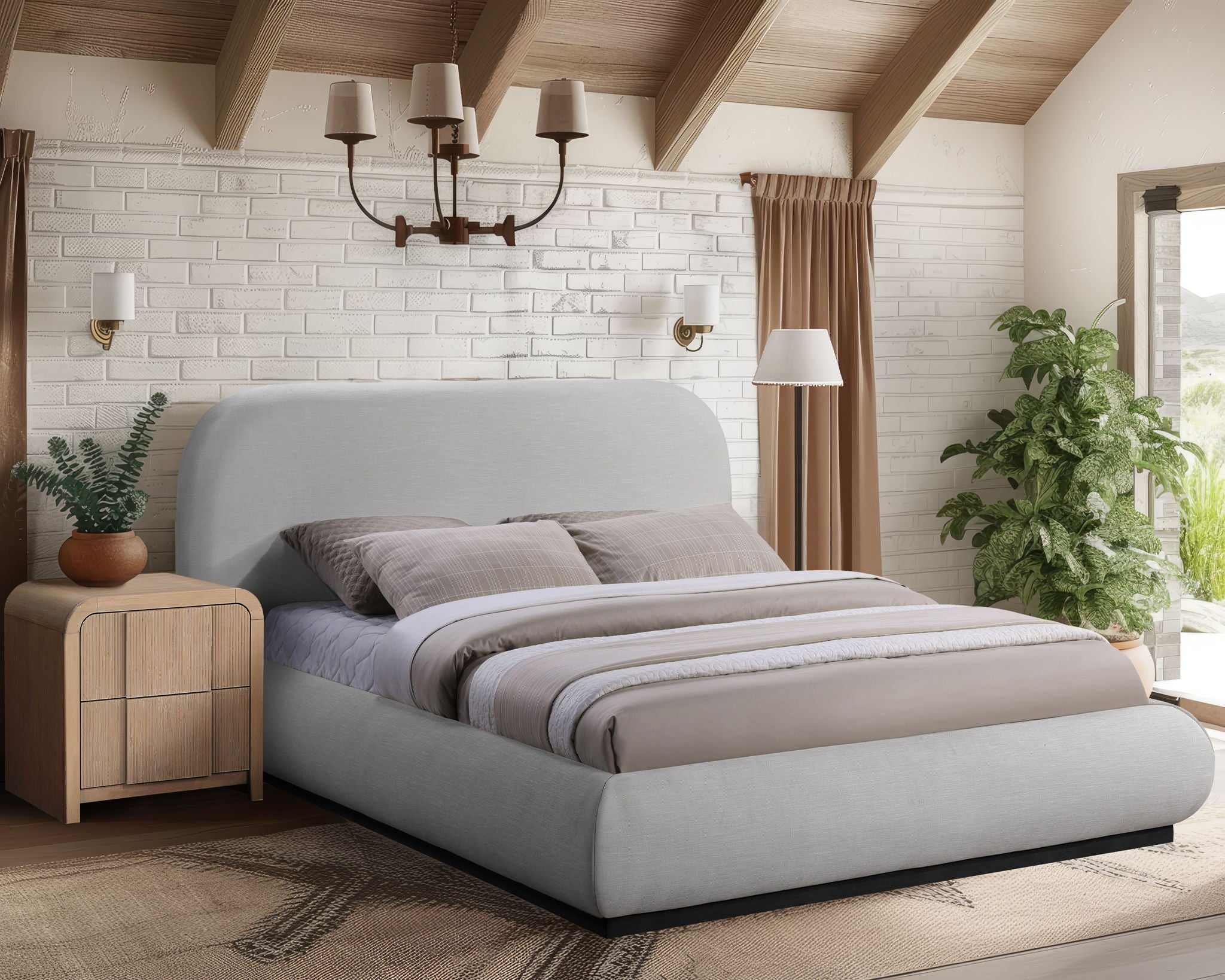 Vaughn - Chenille Bed With Black Base - Urban Living Furniture (Los Angeles, CA)