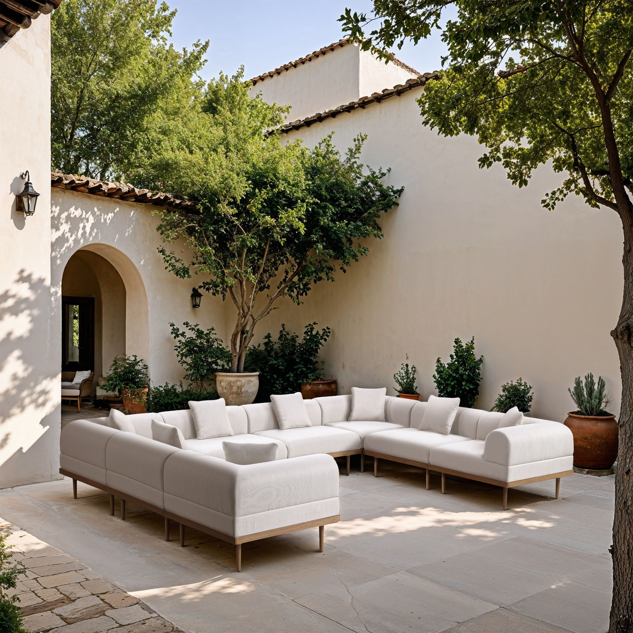 Laguna - 8 Piece Resilient Water Resistant Fabric 142" Upholstered Outdoor Patio Modular Sectional - Urban Living Furniture (Los Angeles, CA)