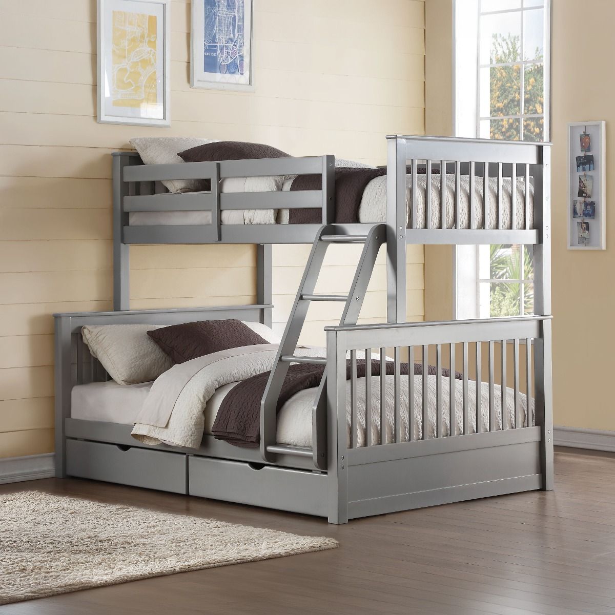 Haley II - Twin Over Full Bunk Bed With Storage - Gray - Urban Living Furniture (Los Angeles, CA)