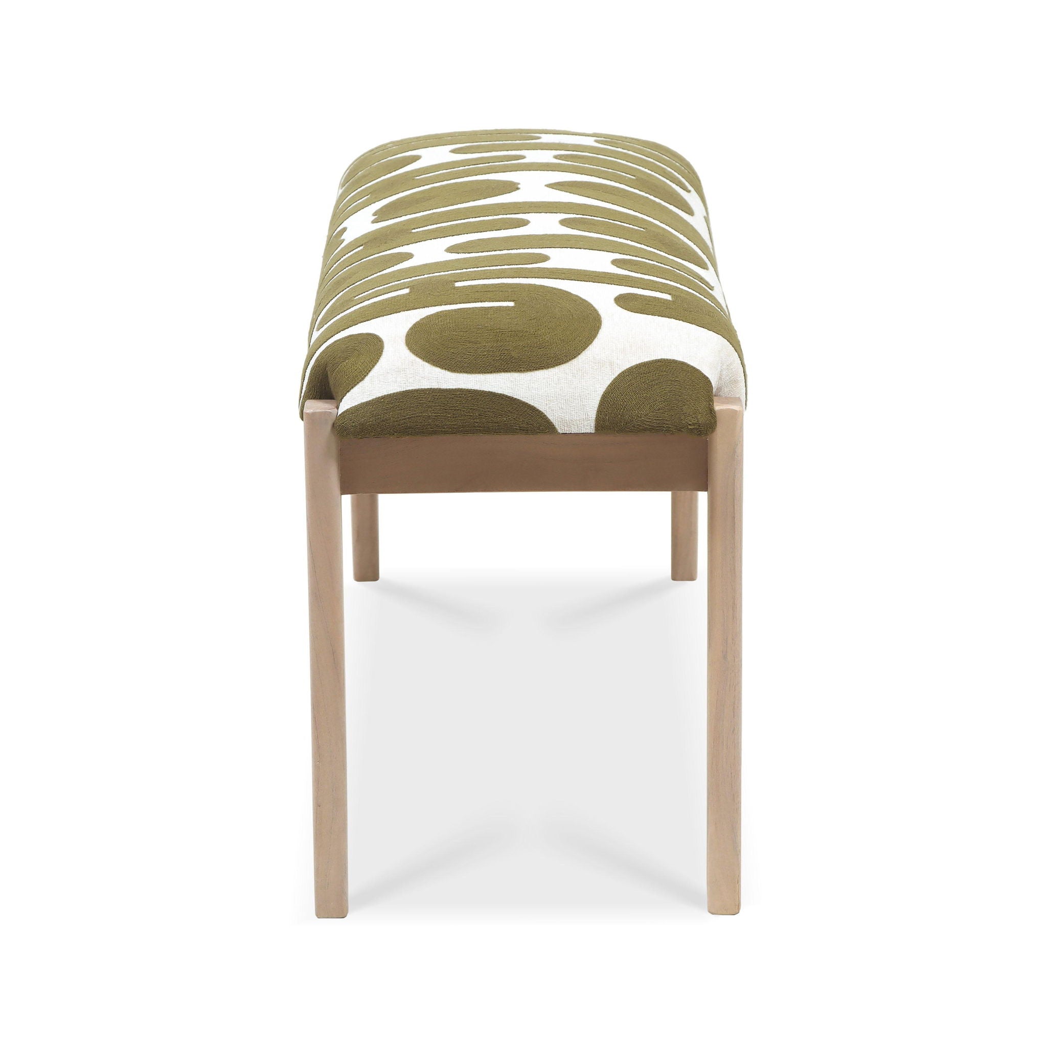 Arielle - Embroidered Bench - Olive / White - Urban Living Furniture (Los Angeles, CA)