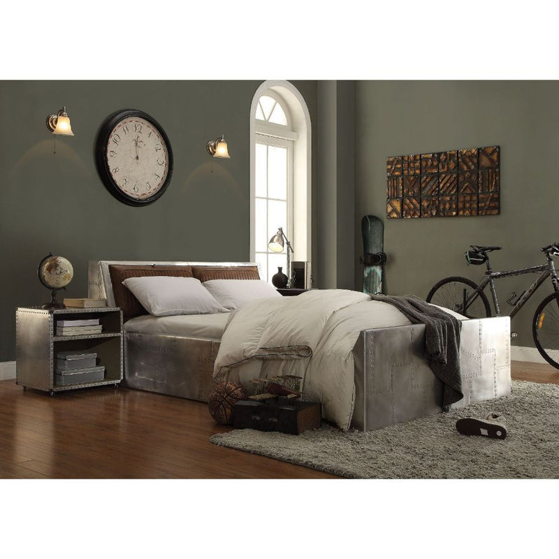 Brancaster - Queen Bed - Retro Brown Top Grain Leather & Aluminum - Urban Living Furniture (Los Angeles, CA)