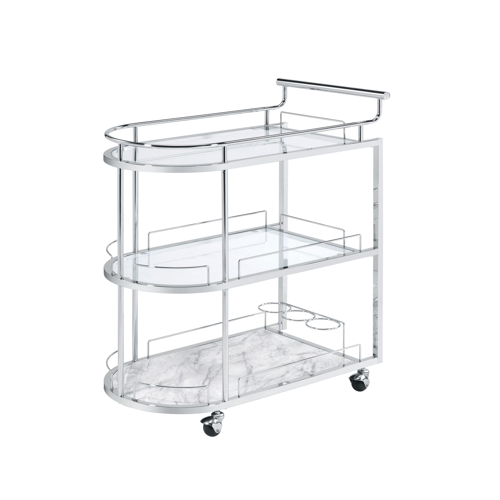 Inyo - Serving Cart - Clear Glass & Chrome Finish