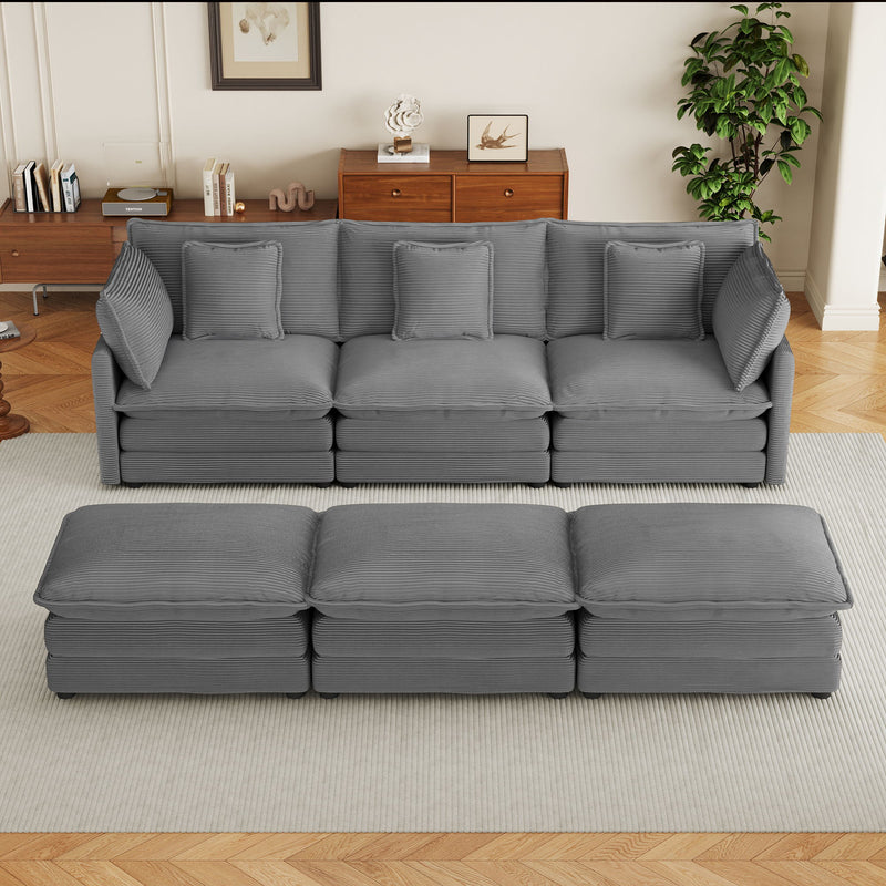 Modern Modular Sectional Sofa With Side Storage Pockets For Living Room
