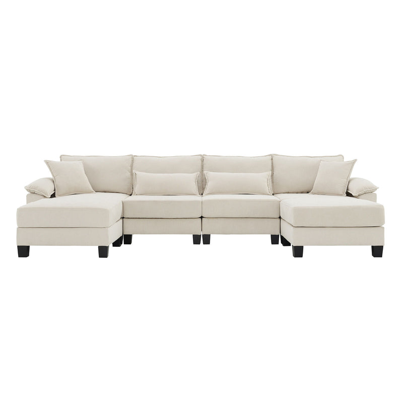 Wide Seat Modular Sectional Bed Sleeper Couch Set With Armrest Pillow 6 Seat, Free Combination Sofa With Ottomans Oversized
