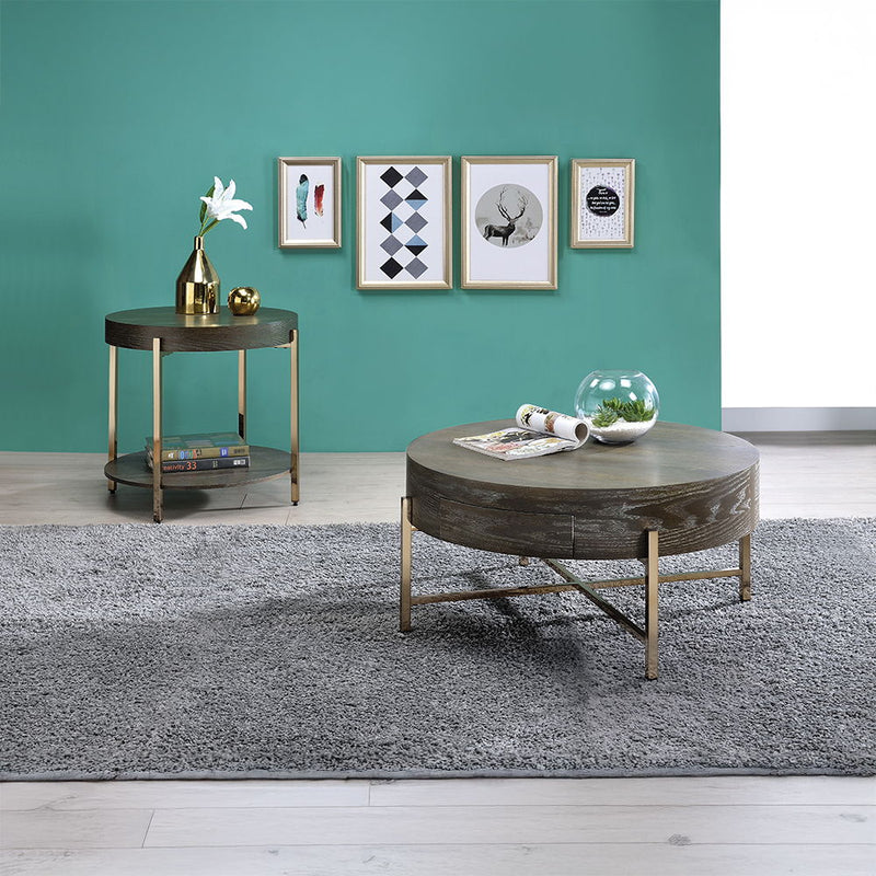 Weyton - End Table - Dark Oak & Champagne - Urban Living Furniture (Los Angeles, CA)