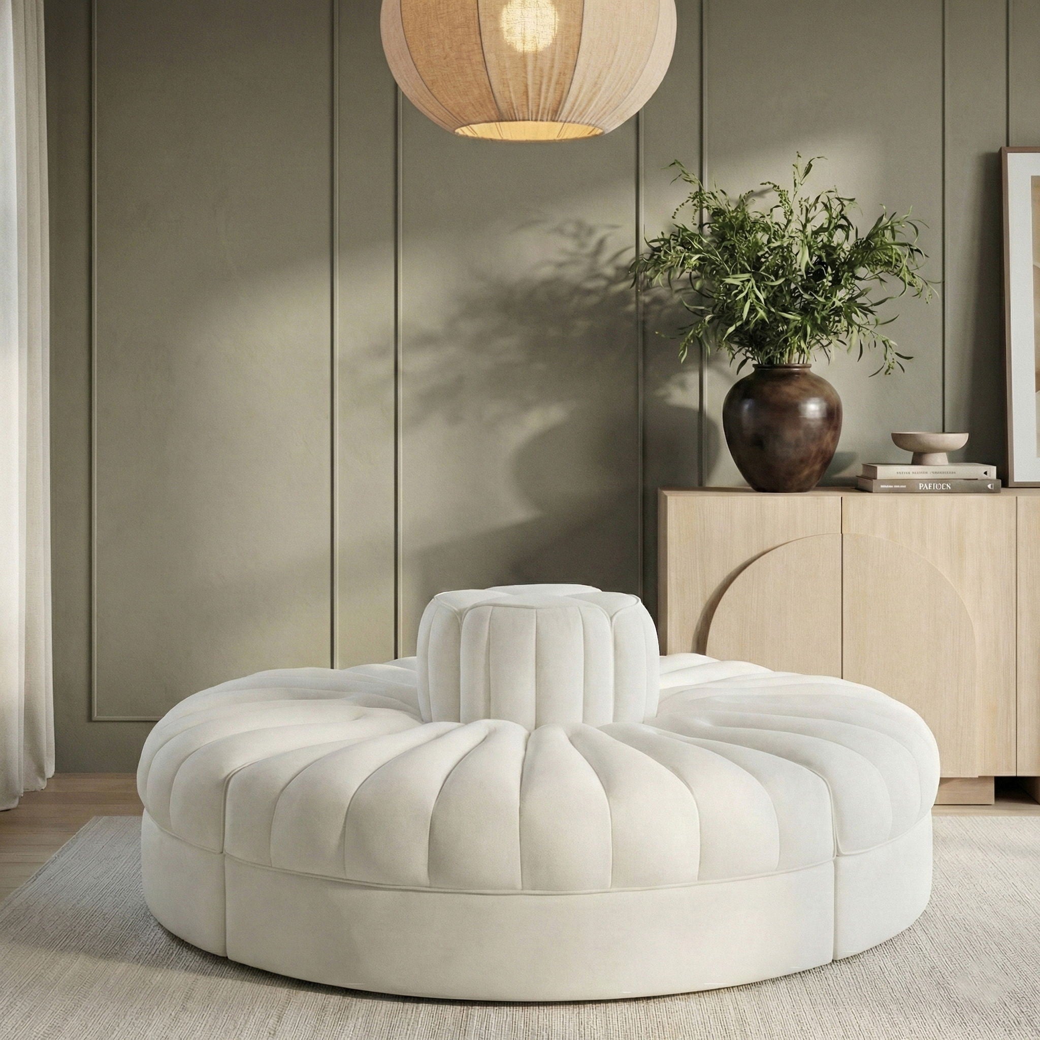 Rummi - Round Velvet Performance Fabric Upholstered 4 Piece Modular Sofa - Urban Living Furniture (Los Angeles, CA)