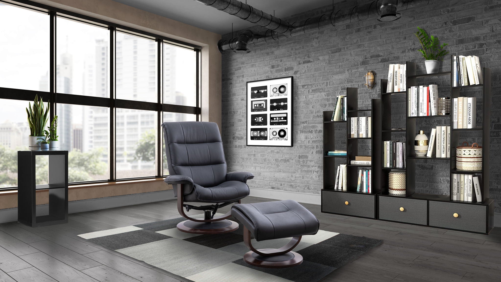 Knight - Manual Reclining Swivel Chair and Ottoman - Urban Living Furniture (Los Angeles, CA)