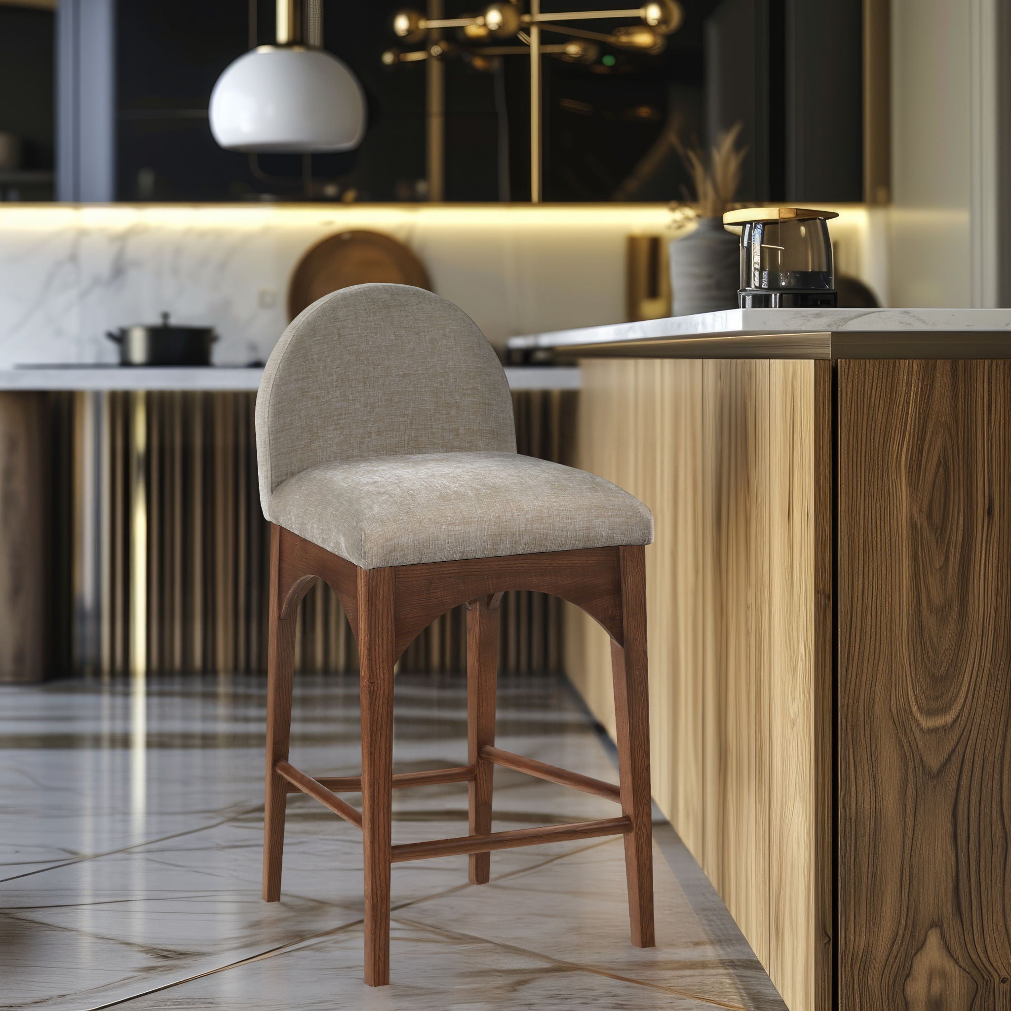 Waldorf - Chenille Stool With Brown Legs - Urban Living Furniture (Los Angeles, CA)