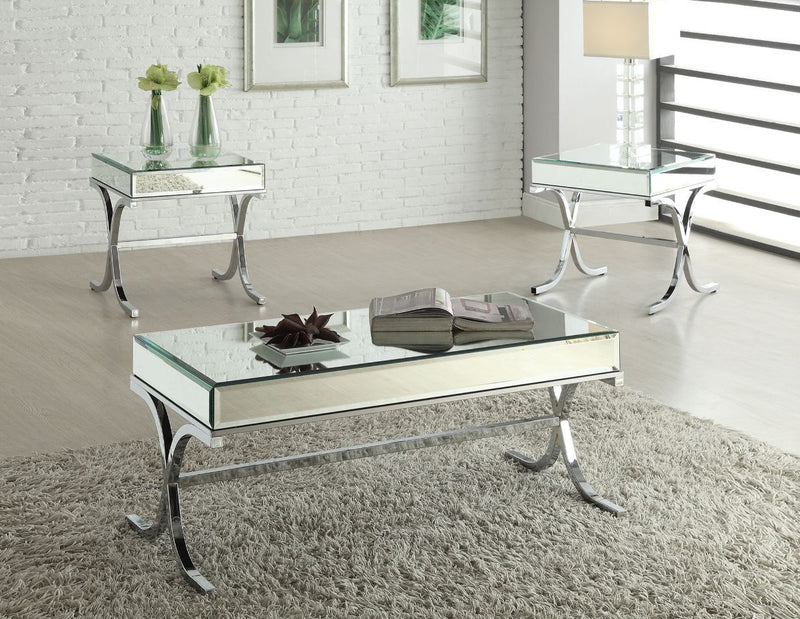 Yuri - Coffee Table - Mirrored Top & Chrome - Urban Living Furniture (Los Angeles, CA)