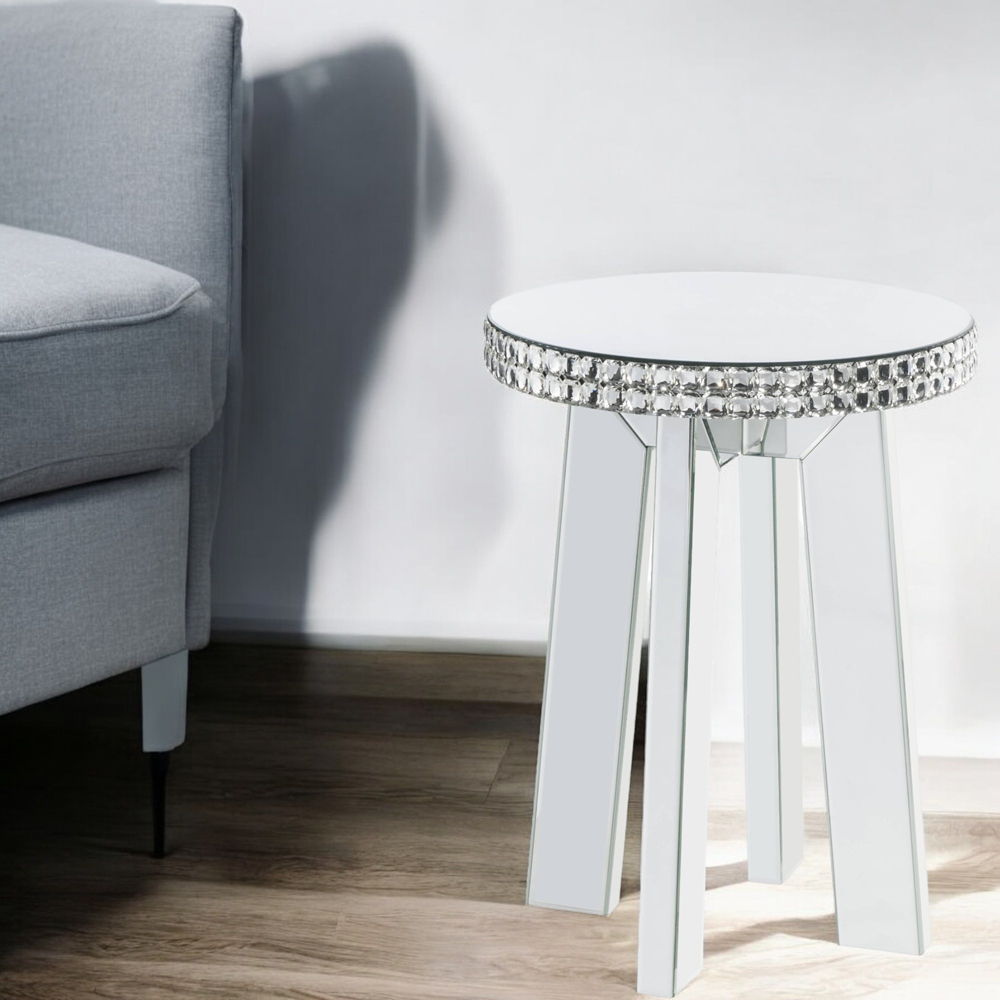 Lotus - End Table - Mirrored & Faux Ice Cube Crystals - Urban Living Furniture (Los Angeles, CA)