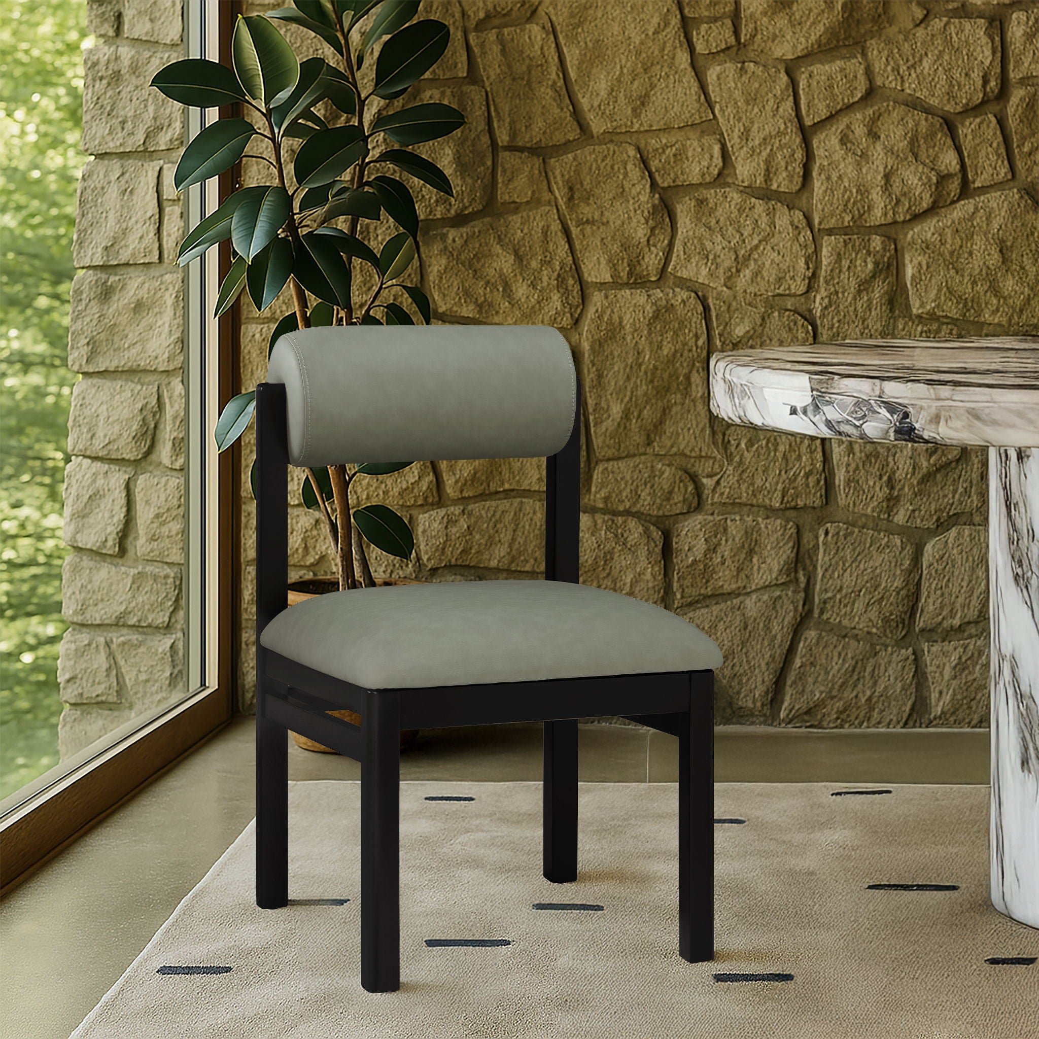 Roundhill - Faux Leather Dining Chair (Set of 2) - Black Frame - Urban Living Furniture (Los Angeles, CA)