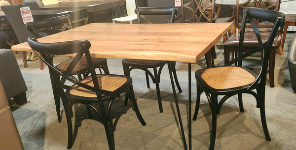 5Pc Live Edge Table & 4 Chairs 60"x36" in Natural Finish