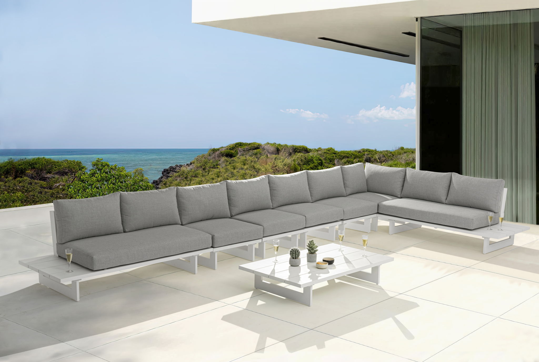 Maldives - 7 Piece Water Resistant Outdoor Patio Modular Sectional With White Base - Urban Living Furniture (Los Angeles, CA)