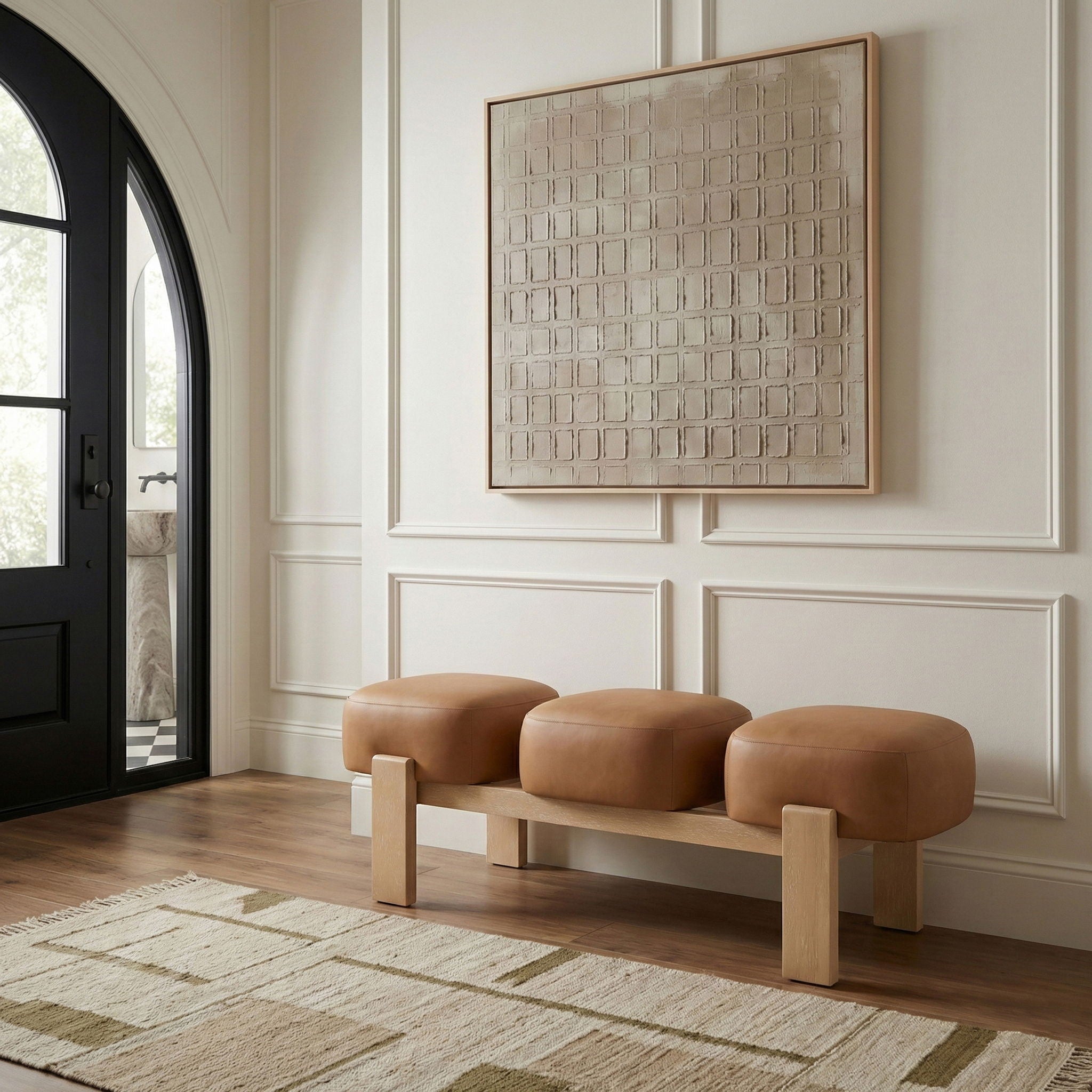 Woodcrest - Vegan Leather Upholstered Bench - Painted Natural Base - Urban Living Furniture (Los Angeles, CA)