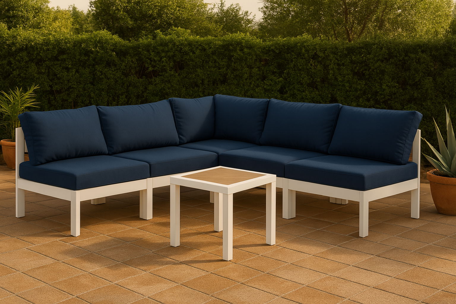 Nizuc - Outdoor Patio 5 Piece Modular Sectional With White Frame - Urban Living Furniture (Los Angeles, CA)
