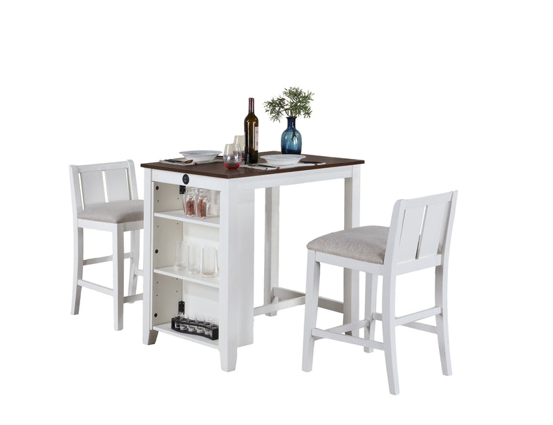 Graham - 3 Piece Small Space Counter Height Dining Table With Shelves And 2 Chairs (Set of 3) - Urban Living Furniture (Los Angeles, CA)