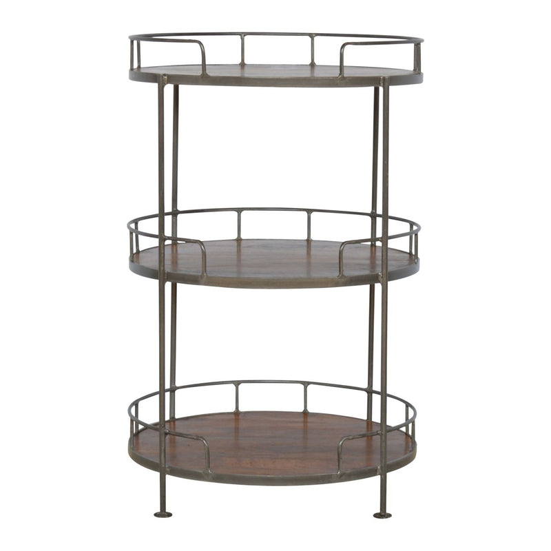Industrial Round Butler Tray Table - Chestnut
