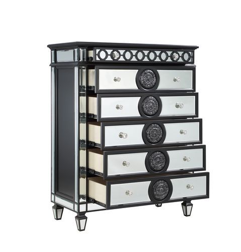 Varian II - Chest - Black Velvet & Black & Sliver Finish - Urban Living Furniture (Los Angeles, CA)