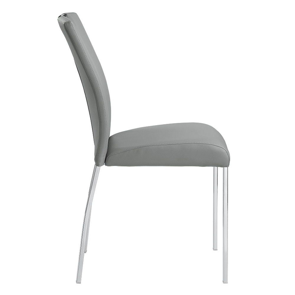 Pagan - Side Chair (Set of 2) - Gray Synthetic Leather & Chrome - Urban Living Furniture (Los Angeles, CA)