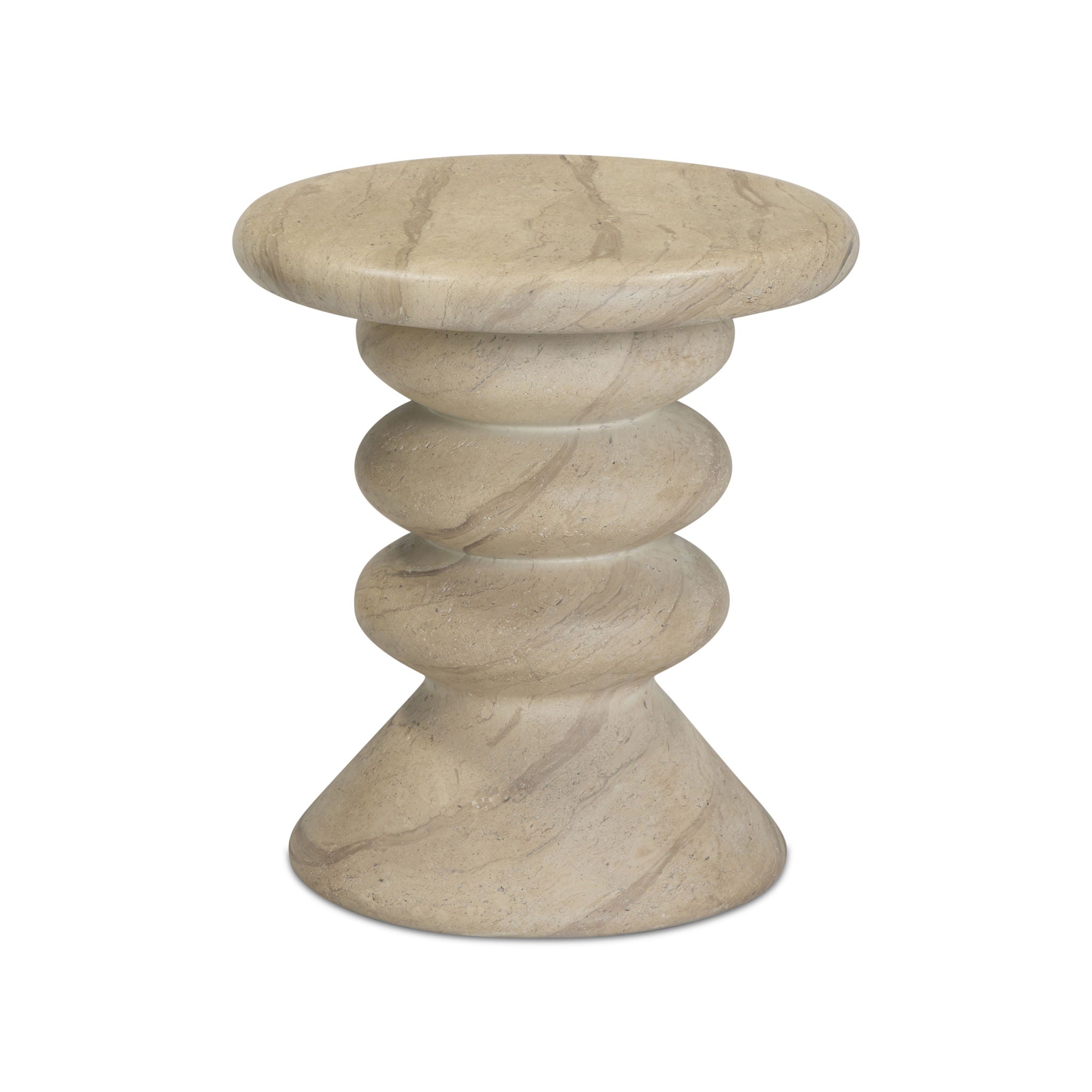 Hyre - Indoor / Outdoor Concrete Side Table - Faux Travertine