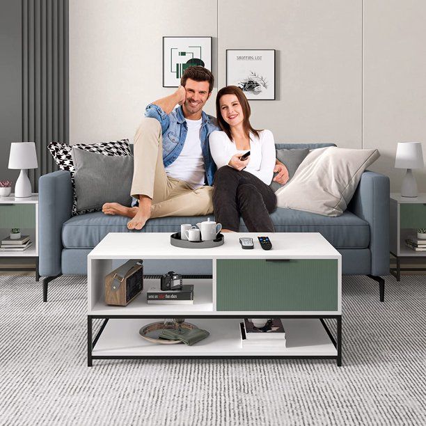 Watson - Wood Coffee Table Steel Frame With Shelves And Drawer - Urban Living Furniture (Los Angeles, CA)