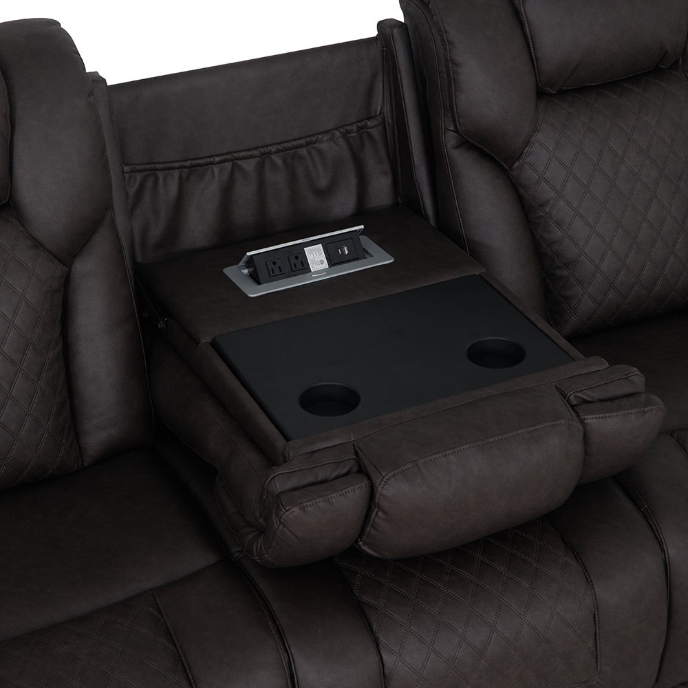 Wendell - Power Motion Sofa With Dropdown Table, Storage, USB & LED - Dark Gray - Urban Living Furniture (Los Angeles, CA)