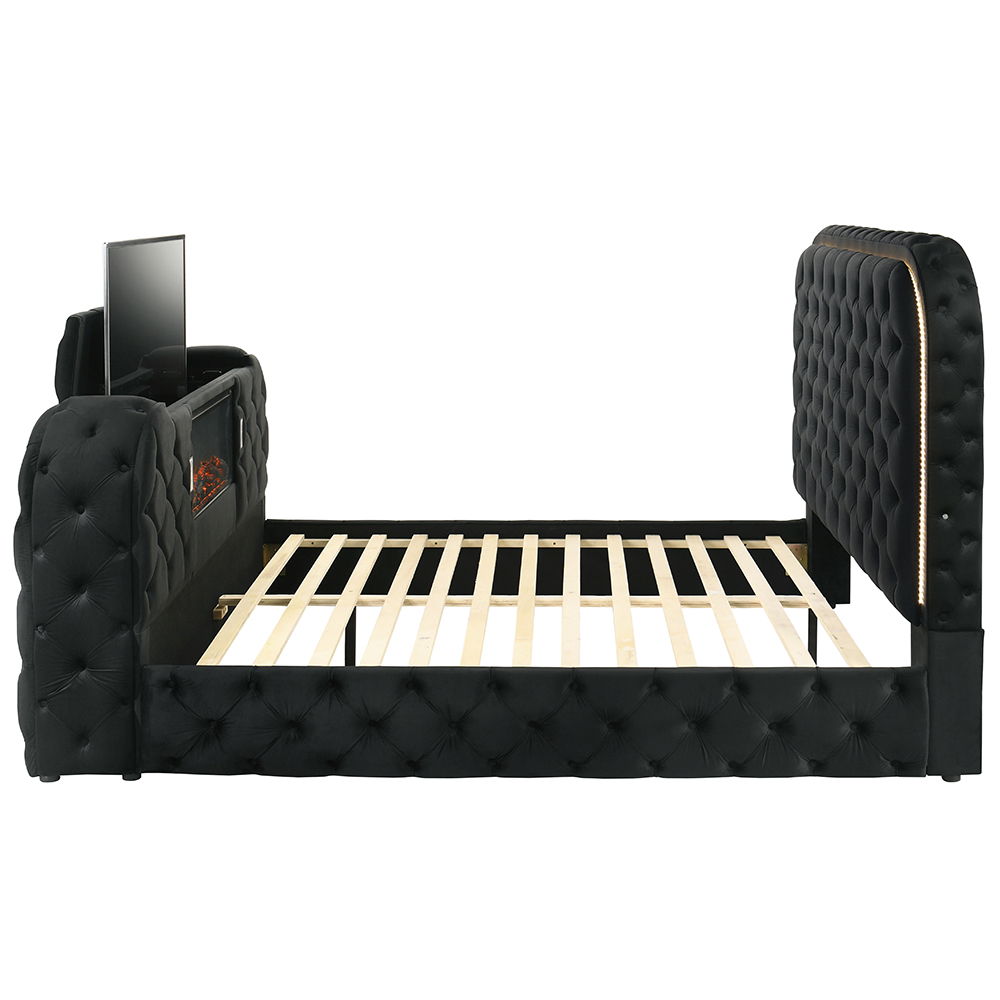 Kana - Bed With LED, Fireplace & TV Stand - Urban Living Furniture (Los Angeles, CA)
