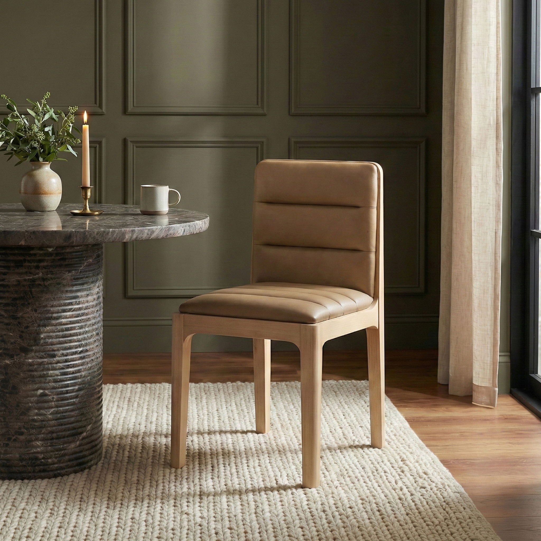 Ellis - Vegan Leather Upholstered Dining Chair (Set of 2) - Tan / Natural - Urban Living Furniture (Los Angeles, CA)