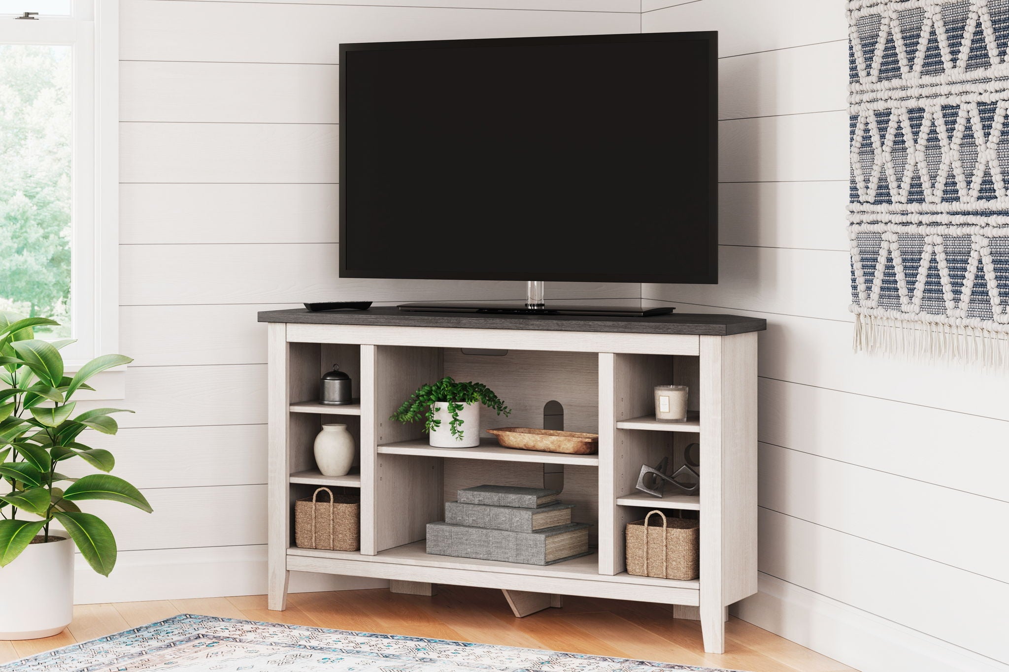 Dorrinson - Two-tone - Corner TV Stand/Fireplace OPT - Urban Living Furniture (Los Angeles, CA)