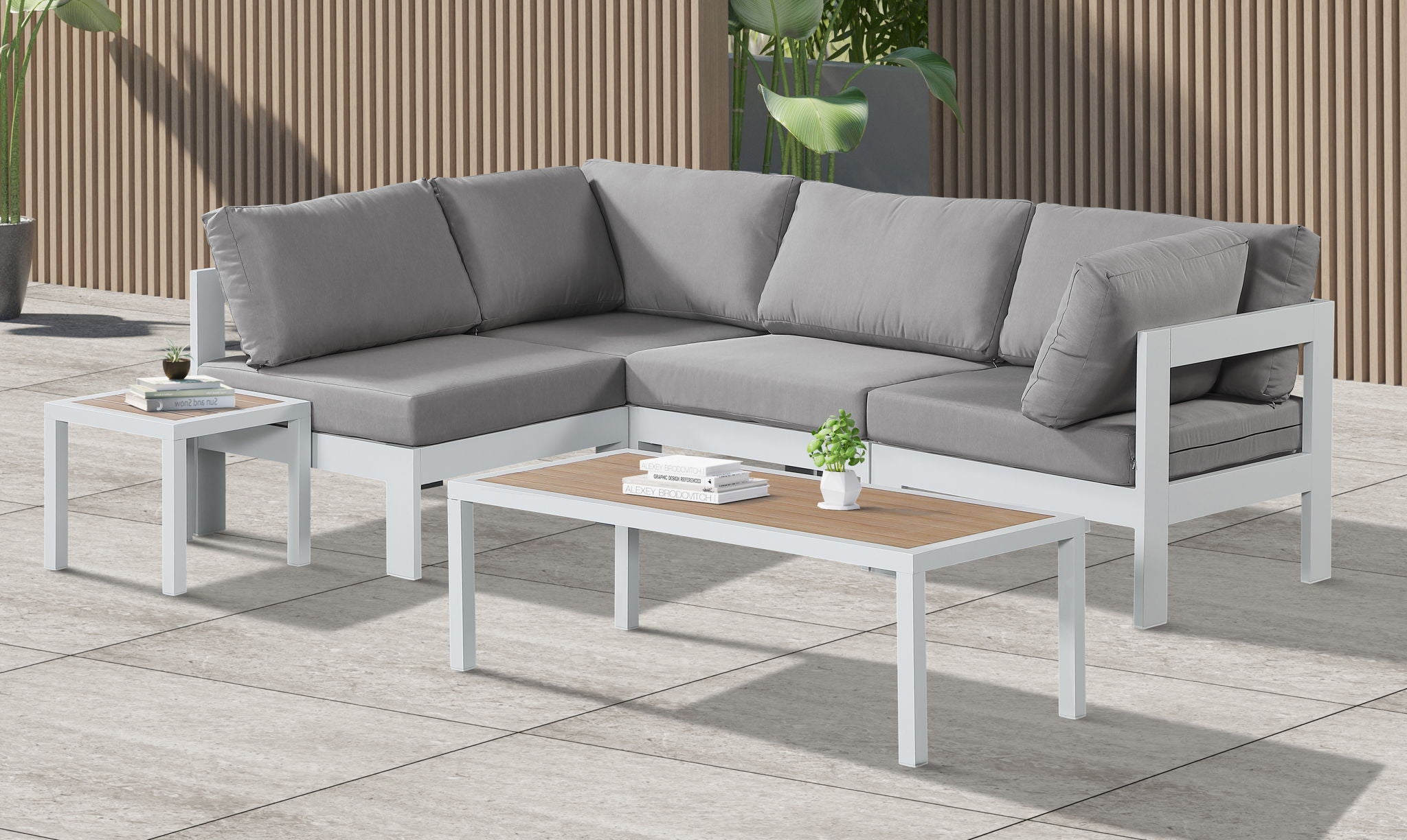 Nizuc - Outdoor Patio 4 Piece Modular Sectional With White Frame - Urban Living Furniture (Los Angeles, CA)