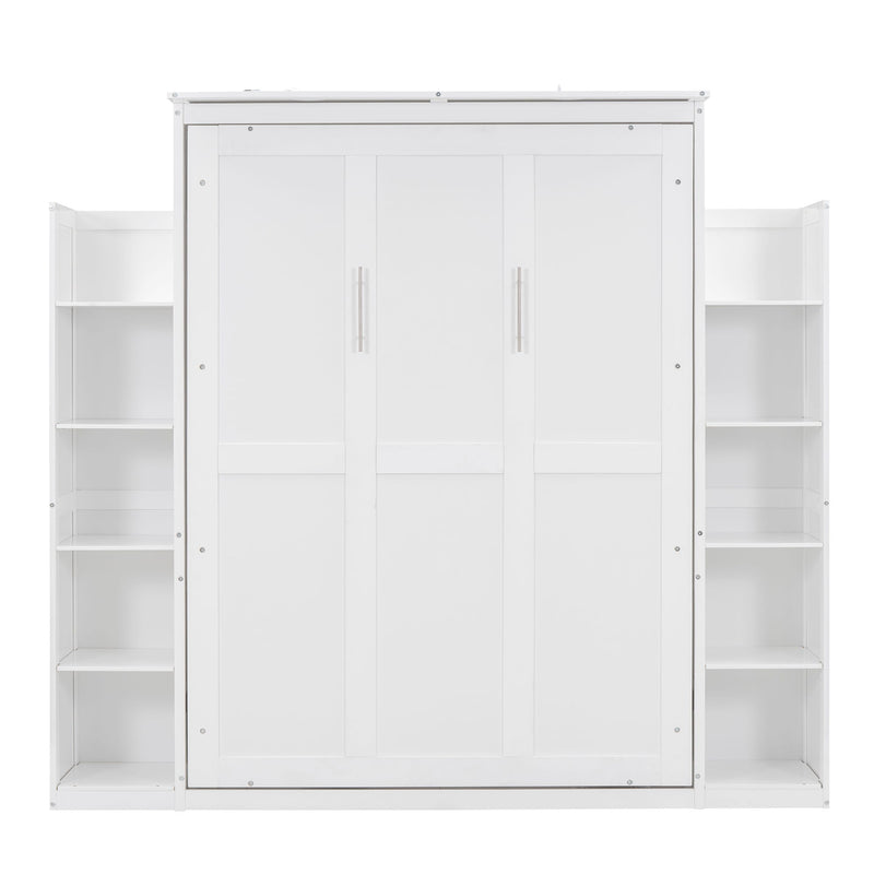 Wall Murphy Bed With Shelves And LED Lights