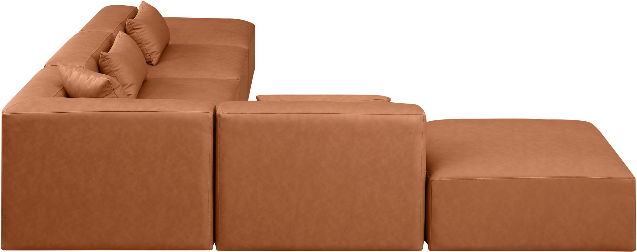 Cube - 6 Piece Modular Corner Armless Sectional - Cognac - Urban Living Furniture (Los Angeles, CA)